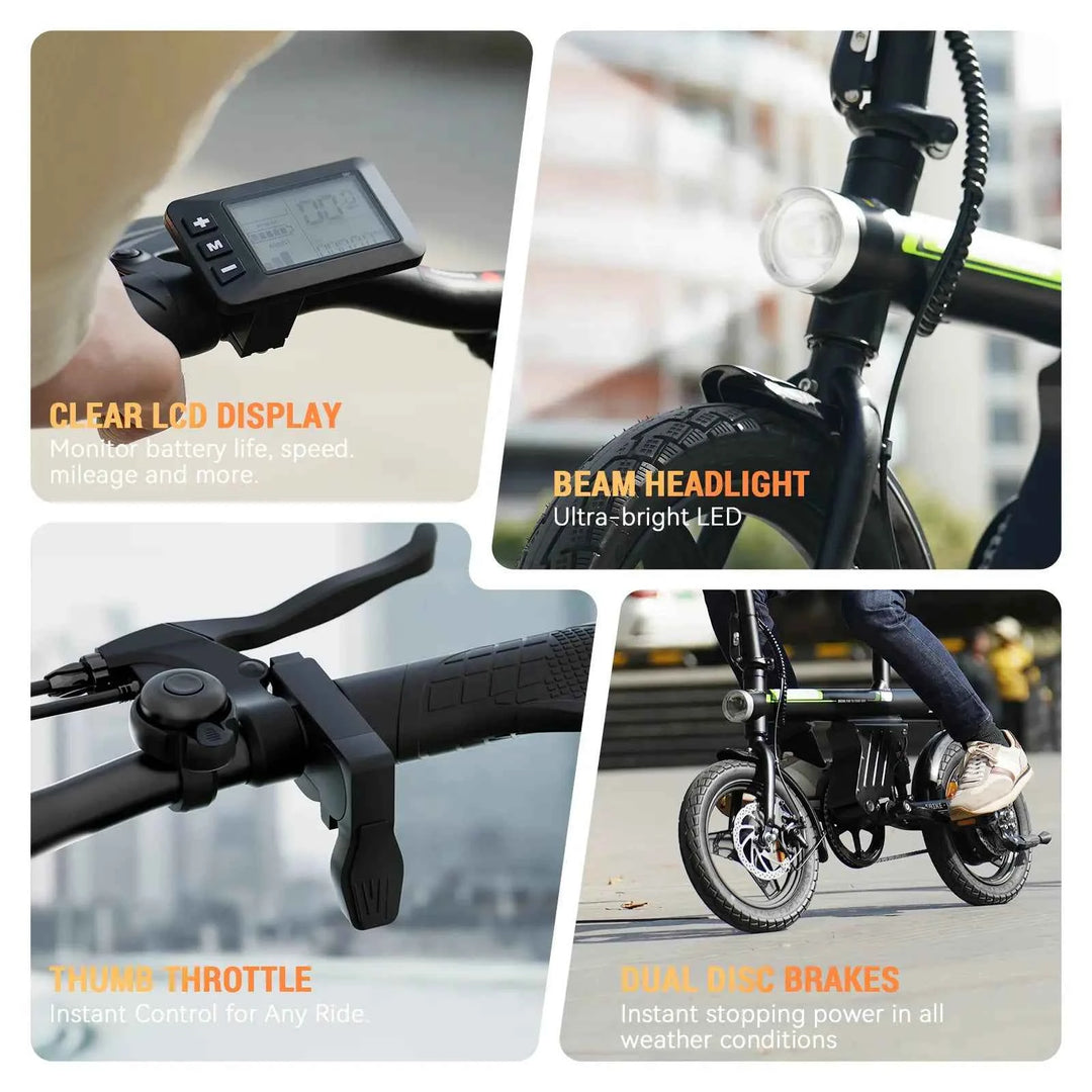 Finbike U1 Electric Commuter Bike 14" Tires 36V 7.8Ah Battery
