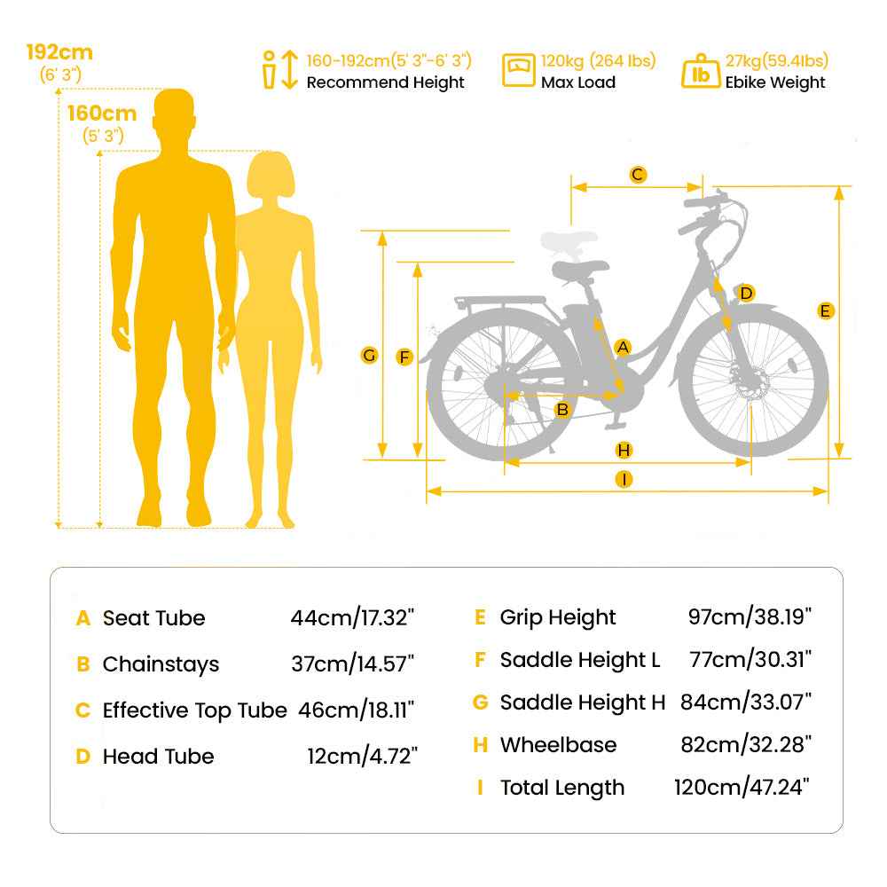 Finbike U2 Electric Step-Thru Bike 26" Tires 36V 13Ah Battery