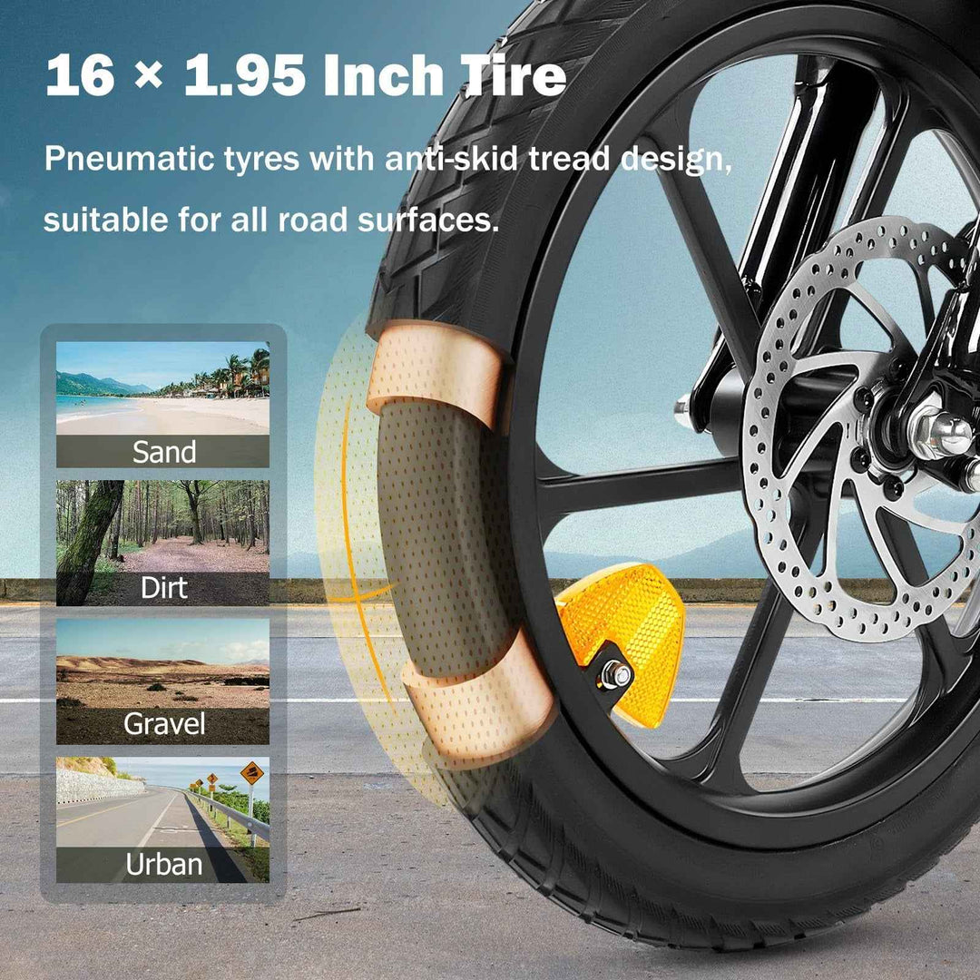 Finbike U3 Electric Foldable Bike 16" Tires 36V 7.8Ah Battery