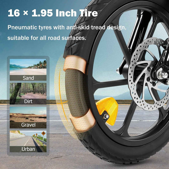 Finbike U3 Electric Foldable Bike 16" Tires 36V 7.8Ah Battery