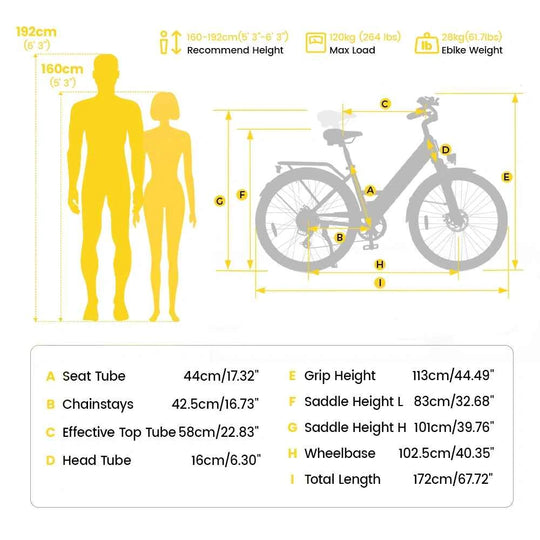 Finbike Ucity 26" Tire Electric Trekking Bike 36V 10.4Ah Battery