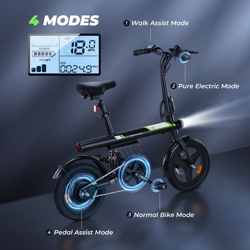 Finbike U1 Electric Commuter Bike 14" Tires 36V 7.8Ah Battery