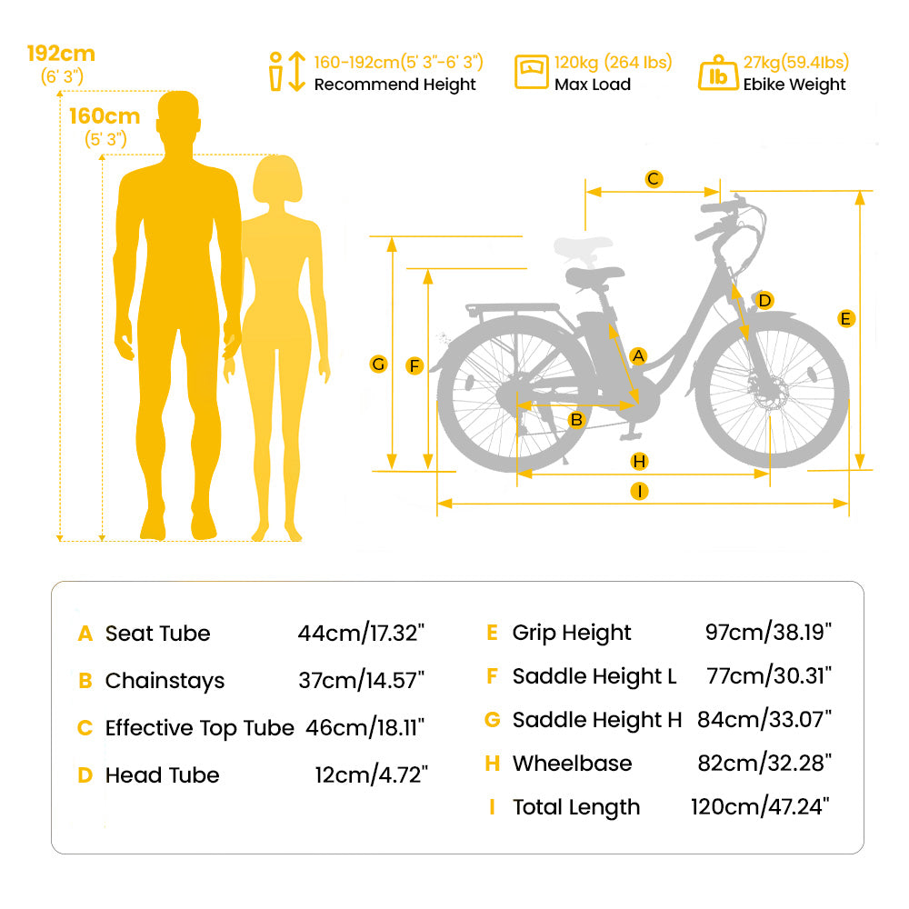 Finbike U2 Electric Step-Thru Bike 26" Tires 36V 13Ah Battery
