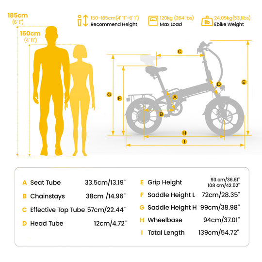 Finbike U3 Electric Foldable Bike 16" Tires 36V 7.8Ah Battery
