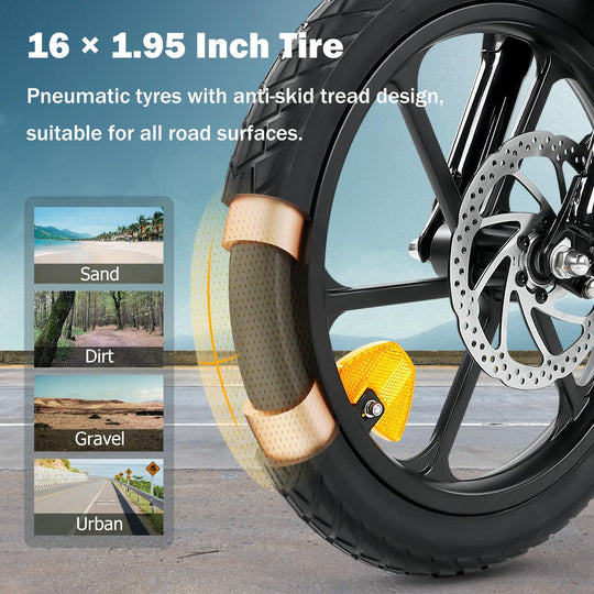 Finbike U3 Electric Foldable Bike 16" Tires 36V 7.8Ah Battery