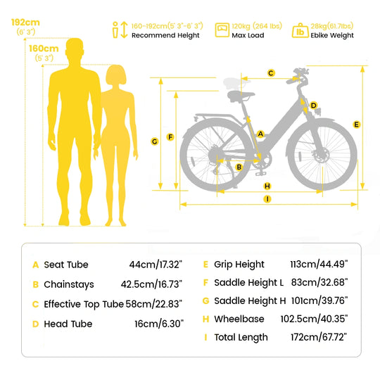 Finbike Ucity 26" Tire Electric Trekking Bike 36V 10.4Ah Battery